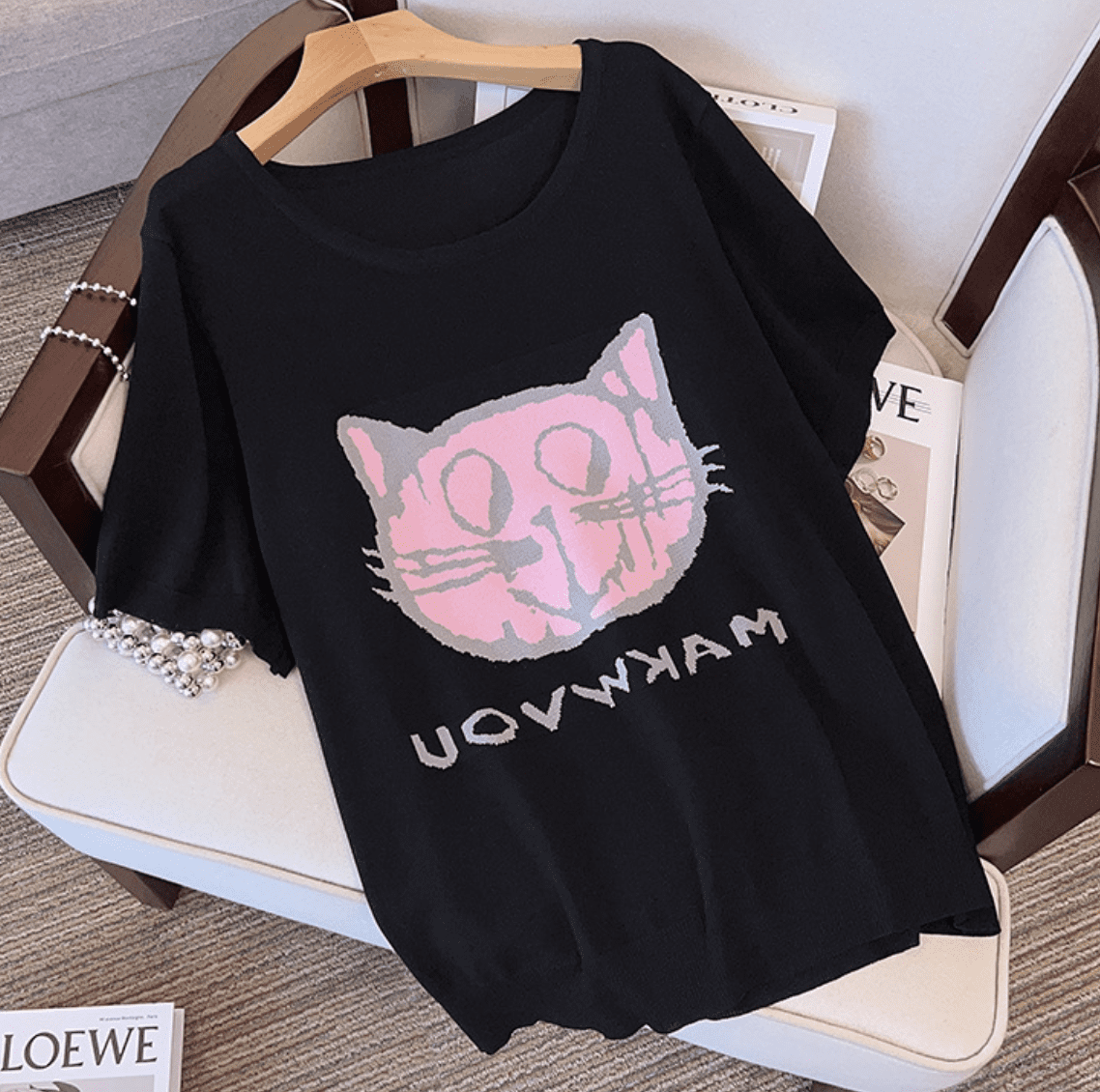 Трикотажная футболка с котом