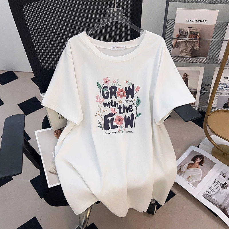 主图-2 Футболка с цветочной надписью — изображение 2