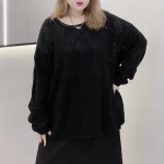 Вязаная хлопковая кофта с перфорацией — изображение 2